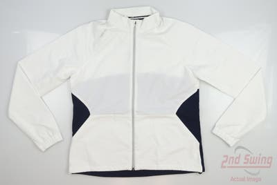 New Womens Puma Monterey Full Zip Mock Neck Wind Jacket Small S White MSRP $70