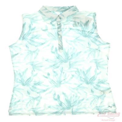 New Womens Puma Palm Sleeveless Polo Small S Green MSRP $70