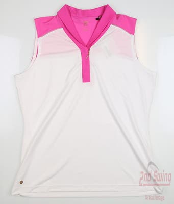 New Womens EP NY Shawl Collar Zip Sleeveless Polo Small S White Multi MSRP $80