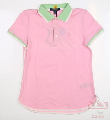 New Womens Ralph Lauren Golf Polo X-Small XS Pink/Green MSRP $99