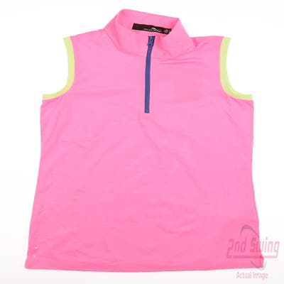 New Womens Ralph Lauren RLX Golf Sleeveless Polo X-Small XS Pink Multi MSRP $90