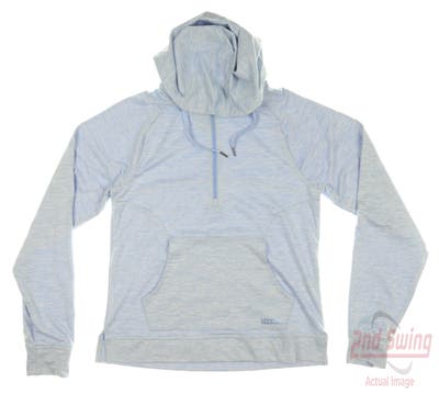 New Womens Puma Hooded Cloudspun 1/4 Zip Pullover Small S Blue MSRP $70