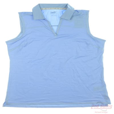 New Womens Puma Cloudspun Coast Sleeveless Polo Small S Blue MSRP $70