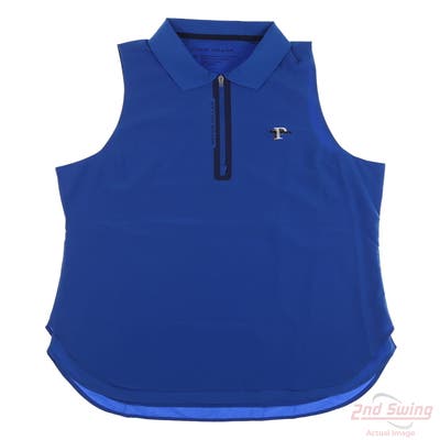 New W/ Logo Womens Peter Millar Sleeveless Polo X-Small XS Blue MSRP $89