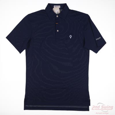 New W/ Logo Mens Peter Millar Polo Small S Navy Blue MSRP $0