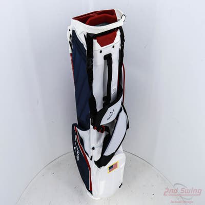 Mint 9.5 Callaway 2025 Fairway C White/Navy Houndstooth/Red Stand Bag