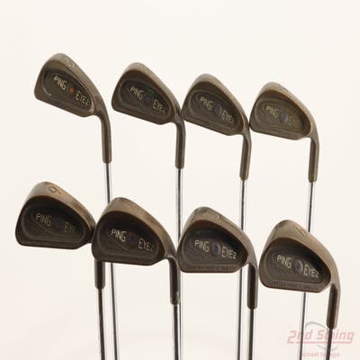Ping Eye 2 Beryllium Copper Iron Set 2-9 Iron Ping Microtaper Steel Stiff Right Handed Blue Dot +1/4"
