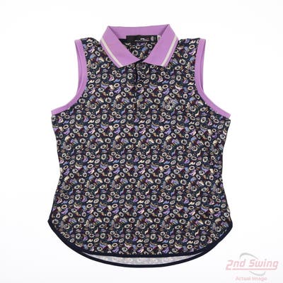 New W/ Logo Womens Ralph Lauren RLX Sleeveless Polo Small S Multi MSRP $135