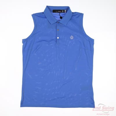 New W/ Logo Womens Ralph Lauren RLX Sleeveless Polo Medium M Blue MSRP $119