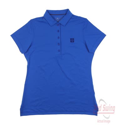 New W/ Logo Womens Peter Millar Polo Large L Blue MSRP $99