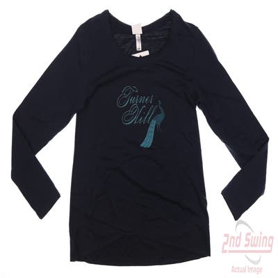 New W/ Logo Womens Gear For Sports Golf Long Sleeve Crew Neck Small S Navy Blue MSRP $55