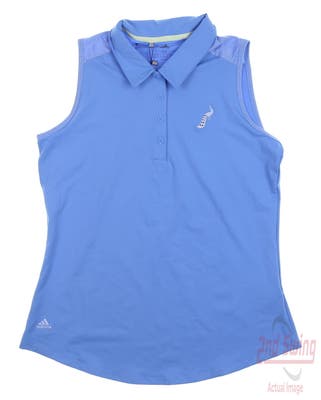 New W/ Logo Womens Adidas Golf Sleeveless Polo Medium M Blue MSRP $65