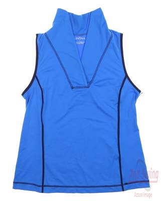 New Womens Kinona Sleeveless Polo Large L Blue MSRP $110