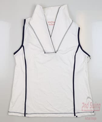 New Womens Kinona Sleeveless Polo X-Large XL White MSRP $110