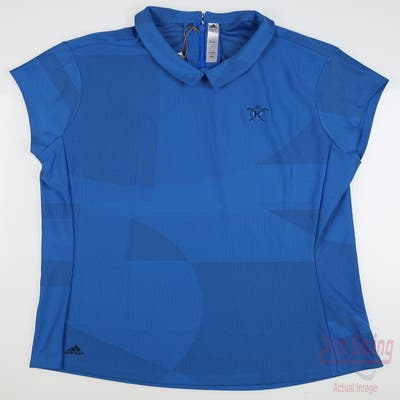 New W/ Logo Womens Adidas Sleeveless Polo Medium M Blue MSRP $65