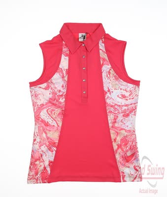 New Womens Daily Sports Sleeveless Polo Small S Pink MSRP $65