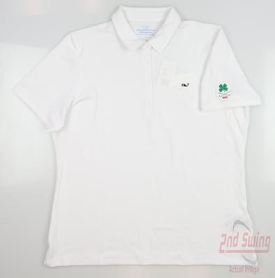 New W/ Logo Womens Vineyard Vines Perf Polo Large L White Cap MSRP $90