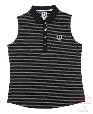 New W/ Logo Womens Footjoy Golf  Sleeveless Polo Large L Black MSRP $80