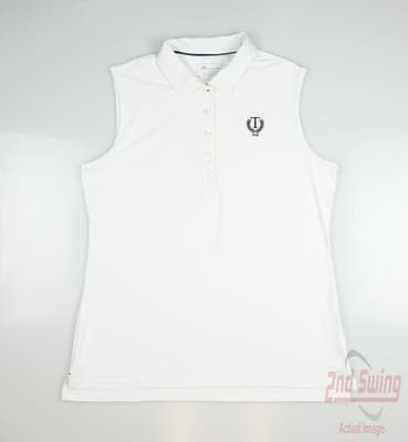 New W/ Logo Womens Peter Millar Golf Sleeveless Polo Large L White MSRP $90
