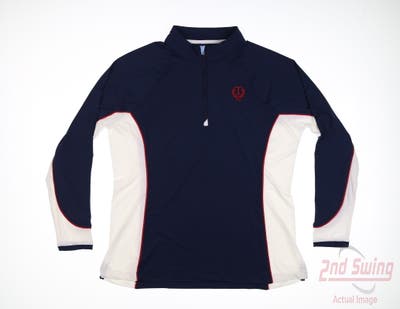 New W/ Logo Womens Peter Millar Golf 1/4 Zip Pullover Large L Navy Blue MSRP $105