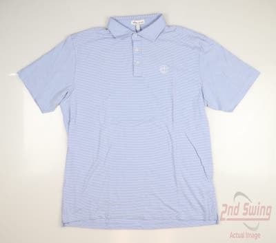 New W/ Logo Mens Peter Millar Golf Polo Large L Blue MSRP $95