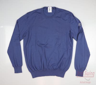 New W/ Logo Mens B. Draddy BD Crew Sweater X-Large XL Blue MSRP $170