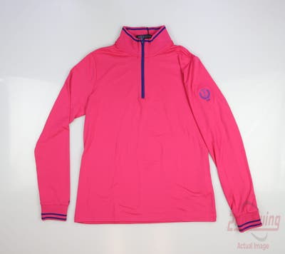 New W/ Logo Womens Ralph Lauren Golf 1/4 Zip Pullover Small S Pink MSRP $128