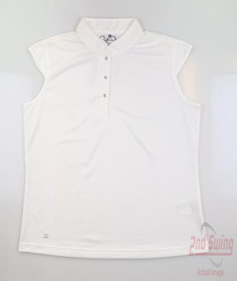 New Womens Daily Sports Sleeveless Polo X-Large XL White MSRP $90