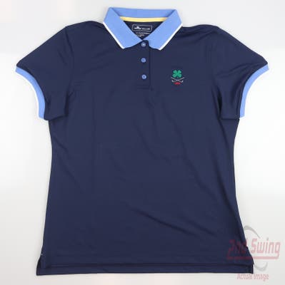 New W/ Logo Womens Peter Millar Golf Polo Large L Navy Blue MSRP $95