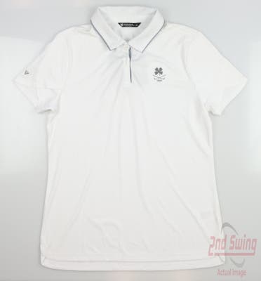 New W/ Logo Womens Level Wear Saturn Polo Large L White MSRP $70