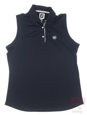 New W/ Logo Womens Footjoy Golf Sleeveless Polo Large L Navy Blue MSRP $69