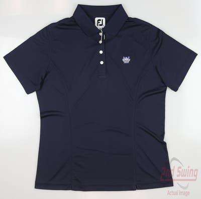 New W/ Logo Womens Footjoy Golf Polo Medium M Navy Blue MSRP $69