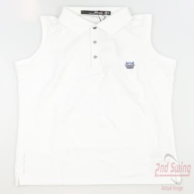New W/ Logo Womens Ralph Lauren RLX Golf Sleeveless Polo X-Small XS White MSRP $88