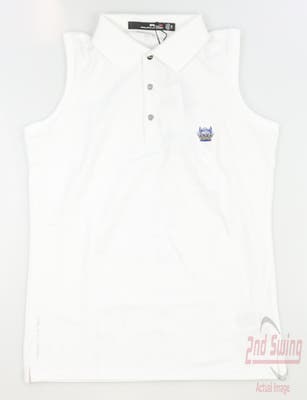 New W/ Logo Womens Ralph Lauren RLX Golf Sleeveless Polo X-Small XS White MSRP $88