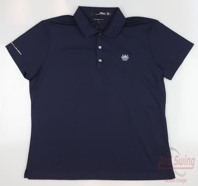 New W/ Logo Womens Ralph Lauren RLX Golf Polo Large L Navy Blue MSRP $90