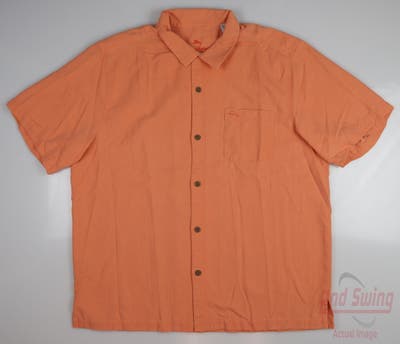 New Mens Tommy Bahama Golf Button Up X-Large XL Orange MSRP $120