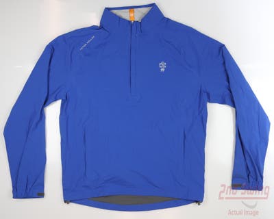 New W/ Logo Mens Peter Millar Golf Short Sleeve Rain Jacket Medium M Blue MSRP $198