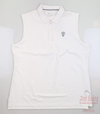 New W/ Logo Womens Peter Millar Golf Sleeveless Polo X-Large XL White MSRP $69