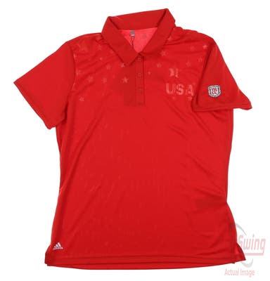 New W/ Logo Womens Adidas Golf Polo Large L Red MSRP $60