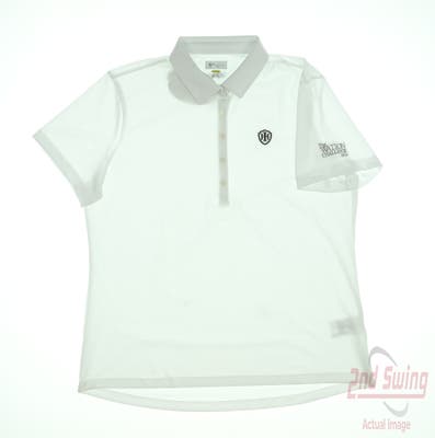 New W/ Logo Womens Greg Norman Golf Polo Large L White MSRP $50