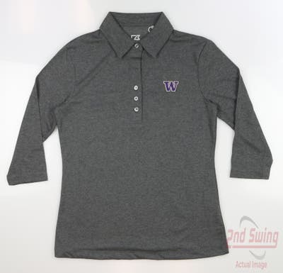 New W/ Logo Womens Cutter & Buck Golf  3/4 Sleeve Polo Small S Gray MSRP $60