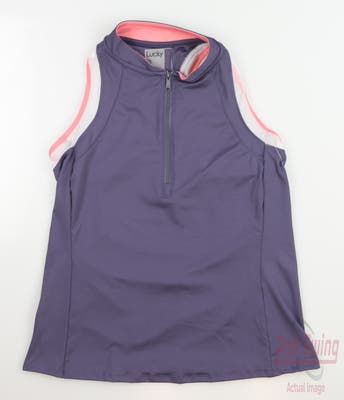 New Womens Lucky In Love Golf Sleeveless Polo X-Small XS Purple MSRP $78
