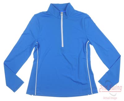New Womens Kinona Keep It Covered 1/4 Zip Pullover X-Small XS Azure Blue MSRP $124