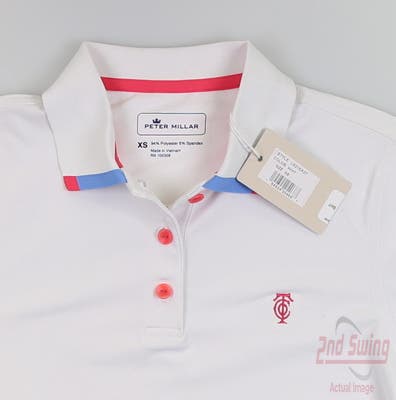 New W/ Logo Womens Peter Millar Polo X-Small XS White MSRP $95