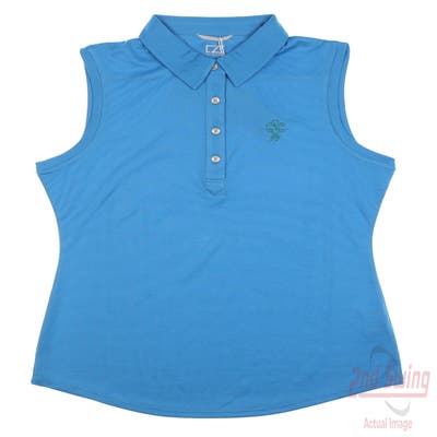 New W/ Logo Womens Cutter & Buck Golf Sleeveless Polo Small S Blue MSRP $60