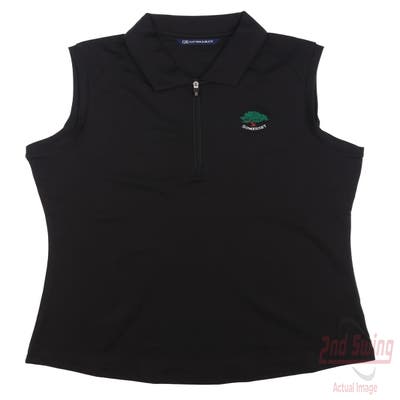 New W/ Logo Womens Cutter & Buck Golf Sleeveless Polo Small S Black MSRP $60