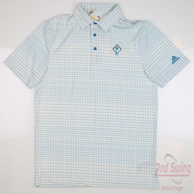New W/ Logo Mens Adidas Golf Polo Small S Blue MSRP $65