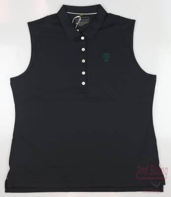 New W/ Logo Womens Peter Millar Golf Sleeveless Polo X-Large XL Black MSRP $69