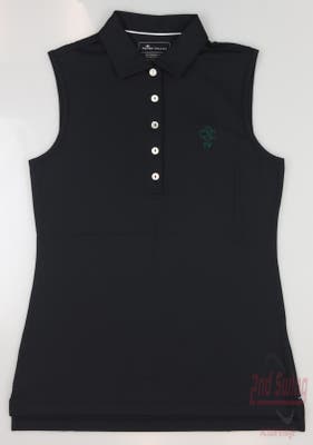 New W/ Logo Womens Peter Millar Golf Sleeveless Polo X-Small XS Black MSRP $69