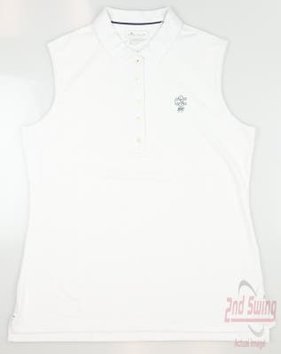 New W/ Logo Womens Peter Millar Golf Sleeveless Polo Large L White MSRP $69